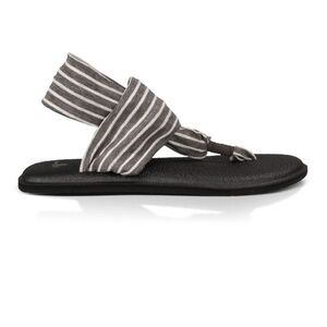Sanuk Size 8 Yoga Sling Black Sandals Memory Foam Footbed Two Way Stretch Upper